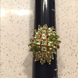 TECHNIBOND SIZE 10 PERIDOT & VERMEIL CLUSTER RING